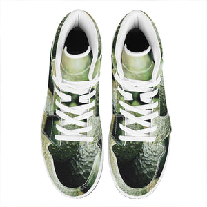 Green Avocado Print High Top Leather Sneakers