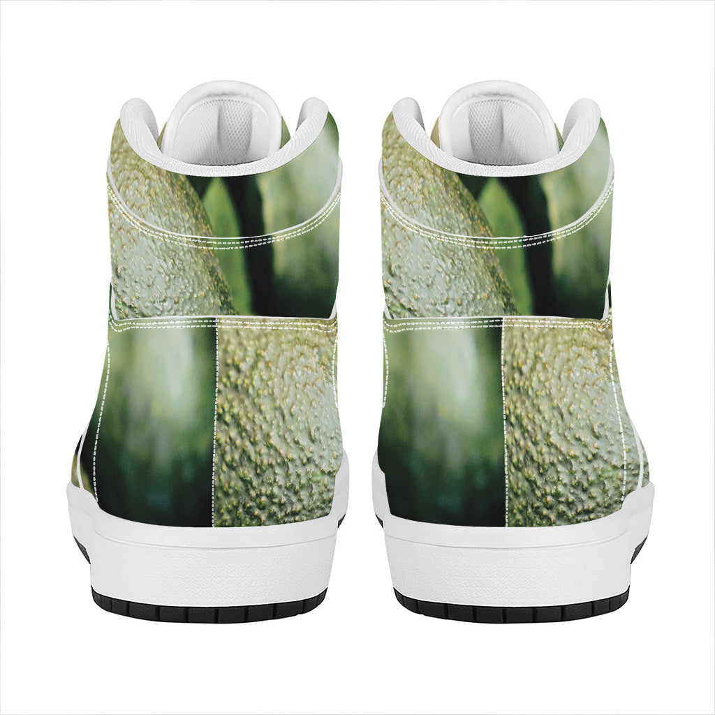 Green Avocado Print High Top Leather Sneakers