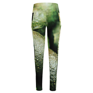 Green Avocado Print High-Waisted Pocket Leggings