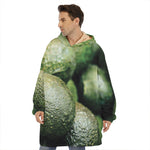 Green Avocado Print Hoodie Blanket