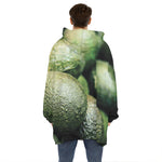 Green Avocado Print Hoodie Blanket