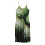 Green Avocado Print Jersey Midi Cami Dress