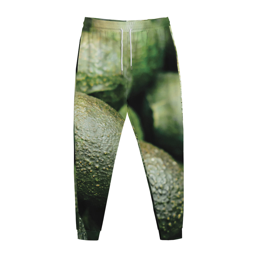 Green Avocado Print Jogger Pants