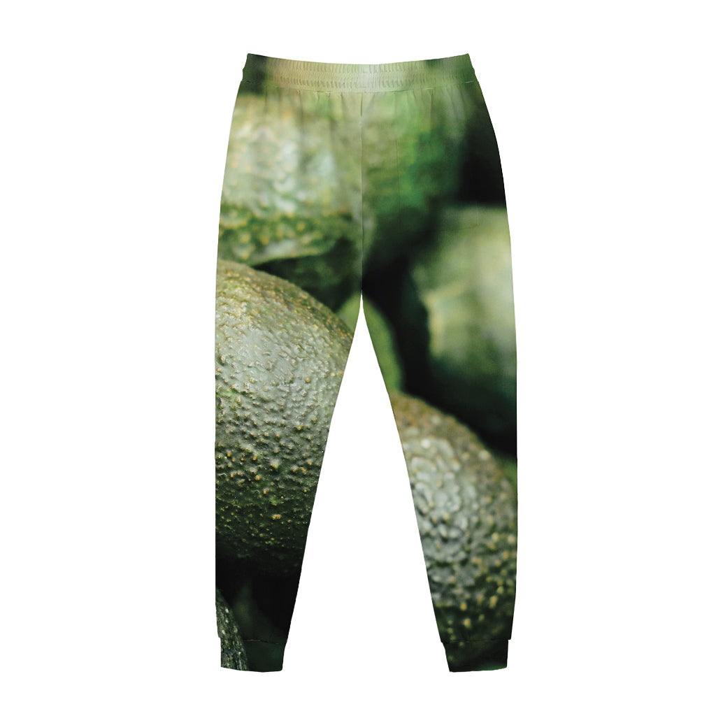 Green Avocado Print Jogger Pants