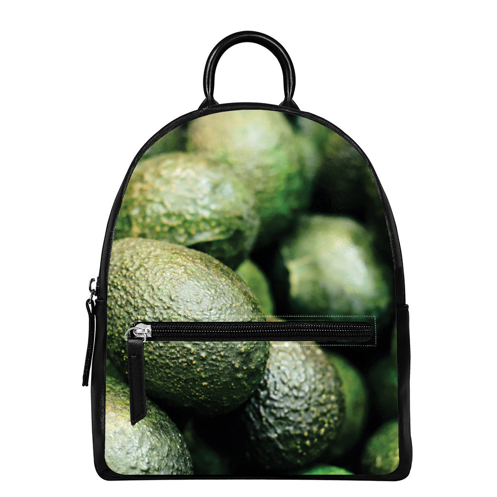 Green Avocado Print Leather Backpack