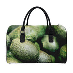 Green Avocado Print Leather Duffle Bag