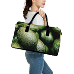 Green Avocado Print Leather Duffle Bag