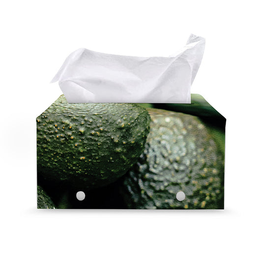 Green Avocado Print Leather Tissue Box Cover