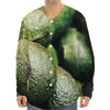 Green Avocado Print Long Sleeve Baseball Jersey