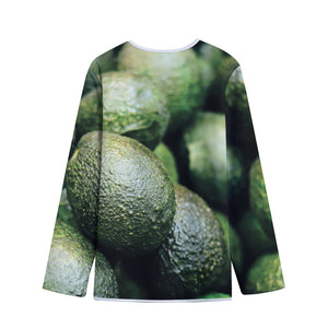 Green Avocado Print Long Sleeve Short Coat