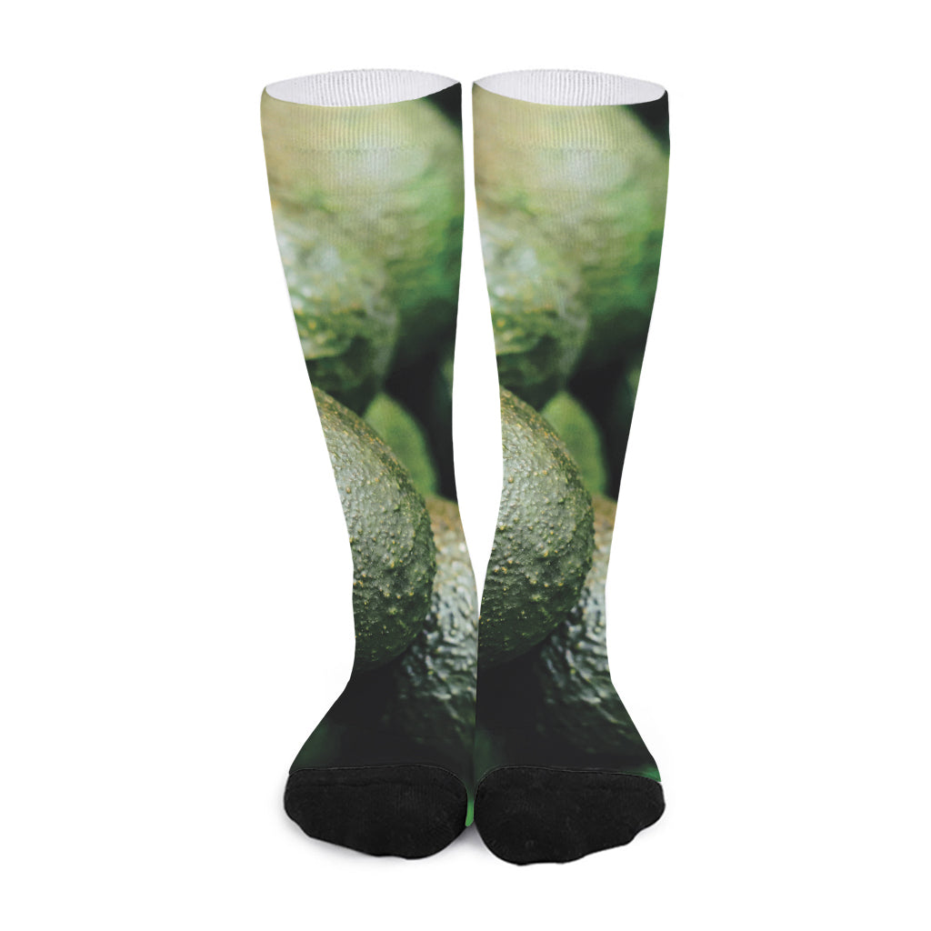 Green Avocado Print Long Socks