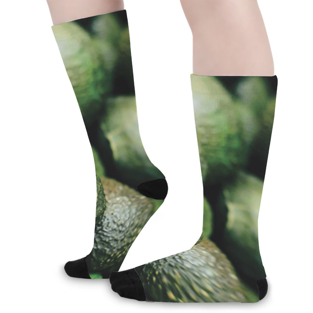 Green Avocado Print Long Socks