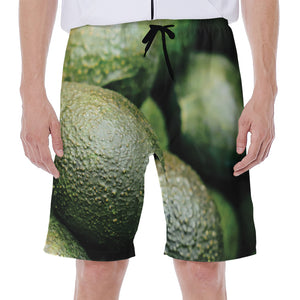 Green Avocado Print Men's Beach Shorts