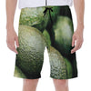 Green Avocado Print Men's Beach Shorts