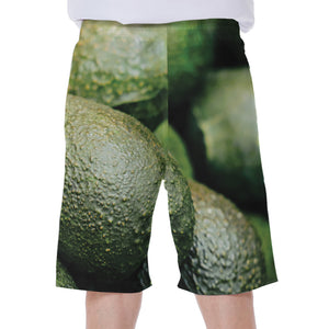 Green Avocado Print Men's Beach Shorts