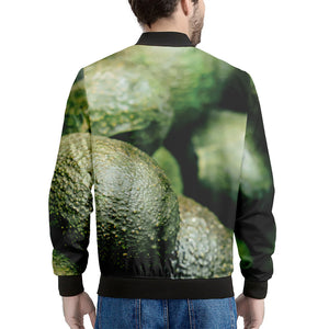 Green Avocado Print Men's Bomber Jacket