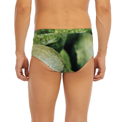 Green Avocado Print Men's Briefs
