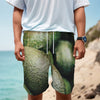 Green Avocado Print Men's Cargo Shorts