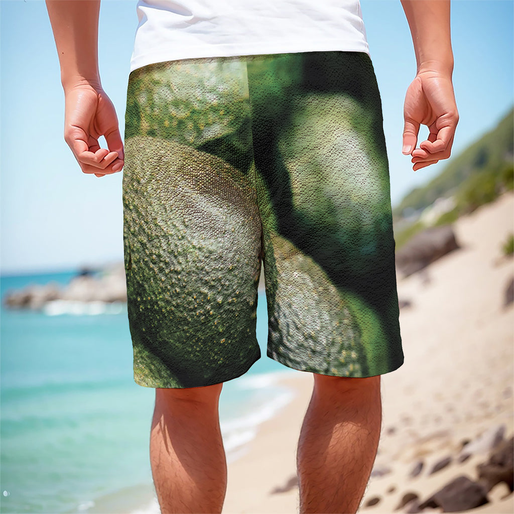 Green Avocado Print Men's Cargo Shorts