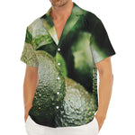 Green Avocado Print Men's Deep V-Neck Shirt