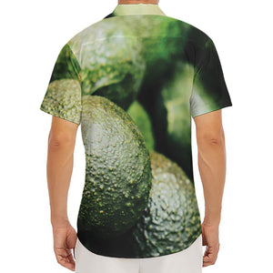 Green Avocado Print Men's Deep V-Neck Shirt