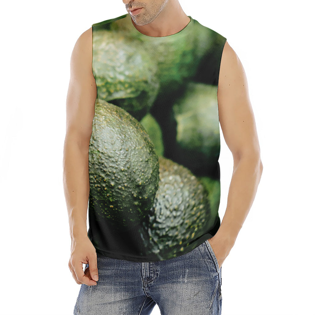 Green Avocado Print Men's Fitness Tank Top
