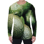 Green Avocado Print Men's Long Sleeve T-Shirt