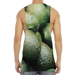 Green Avocado Print Men's Muscle Tank Top