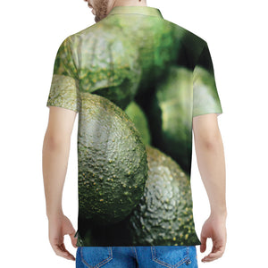 Green Avocado Print Men's Polo Shirt