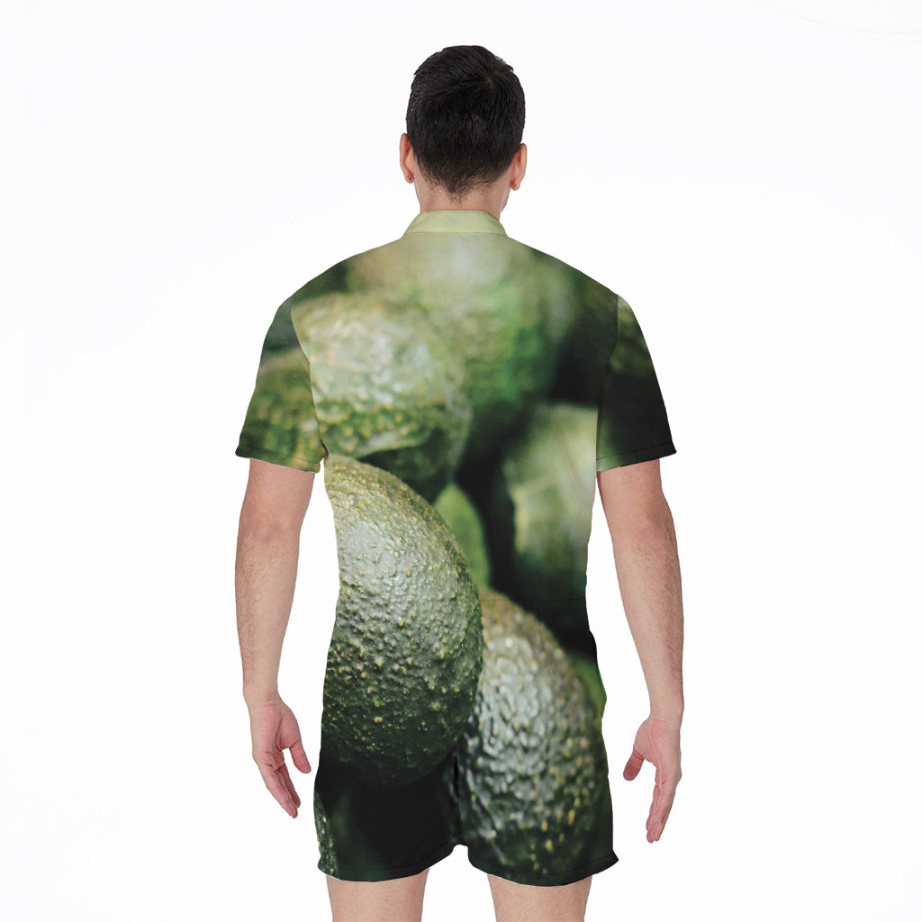 Green Avocado Print Men's Rompers