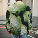 Green Avocado Print Men's Shirt Jacket