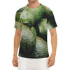 Green Avocado Print Men's Short Sleeve Rash Guard