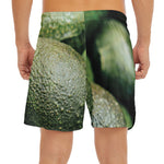 Green Avocado Print Men's Split Running Shorts