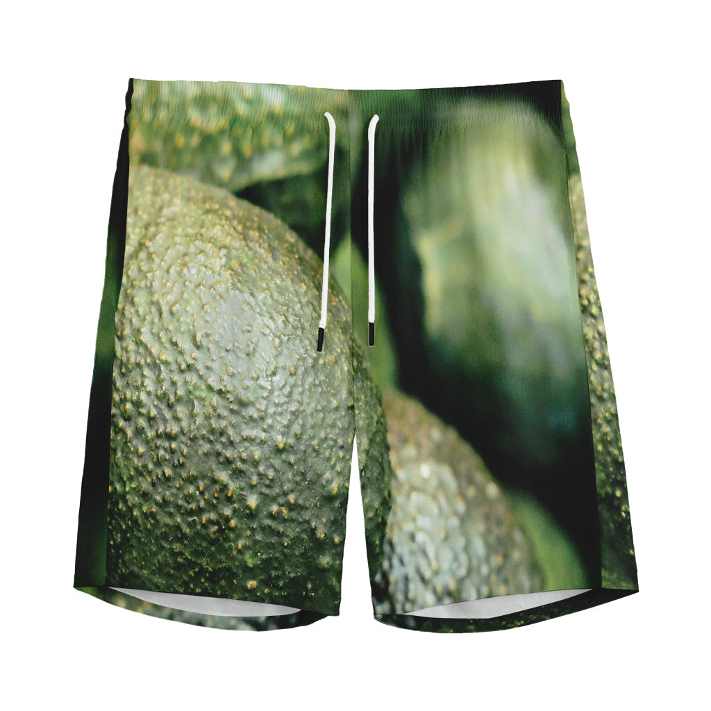 Green Avocado Print Men's Sports Shorts