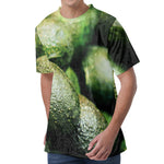 Green Avocado Print Men's Velvet T-Shirt