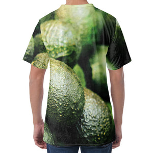 Green Avocado Print Men's Velvet T-Shirt