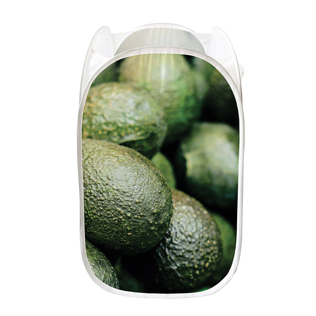 Green Avocado Print Mesh Laundry Hamper