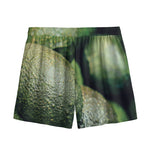 Green Avocado Print Mesh Shorts