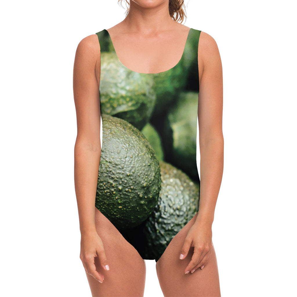 Green Avocado Print One Piece Swimsuit