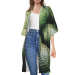 Green Avocado Print Open Front Beach Cover Up