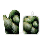 Green Avocado Print Oven Mitt And Pot Holder Set