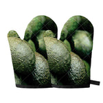 Green Avocado Print Oven Mitts