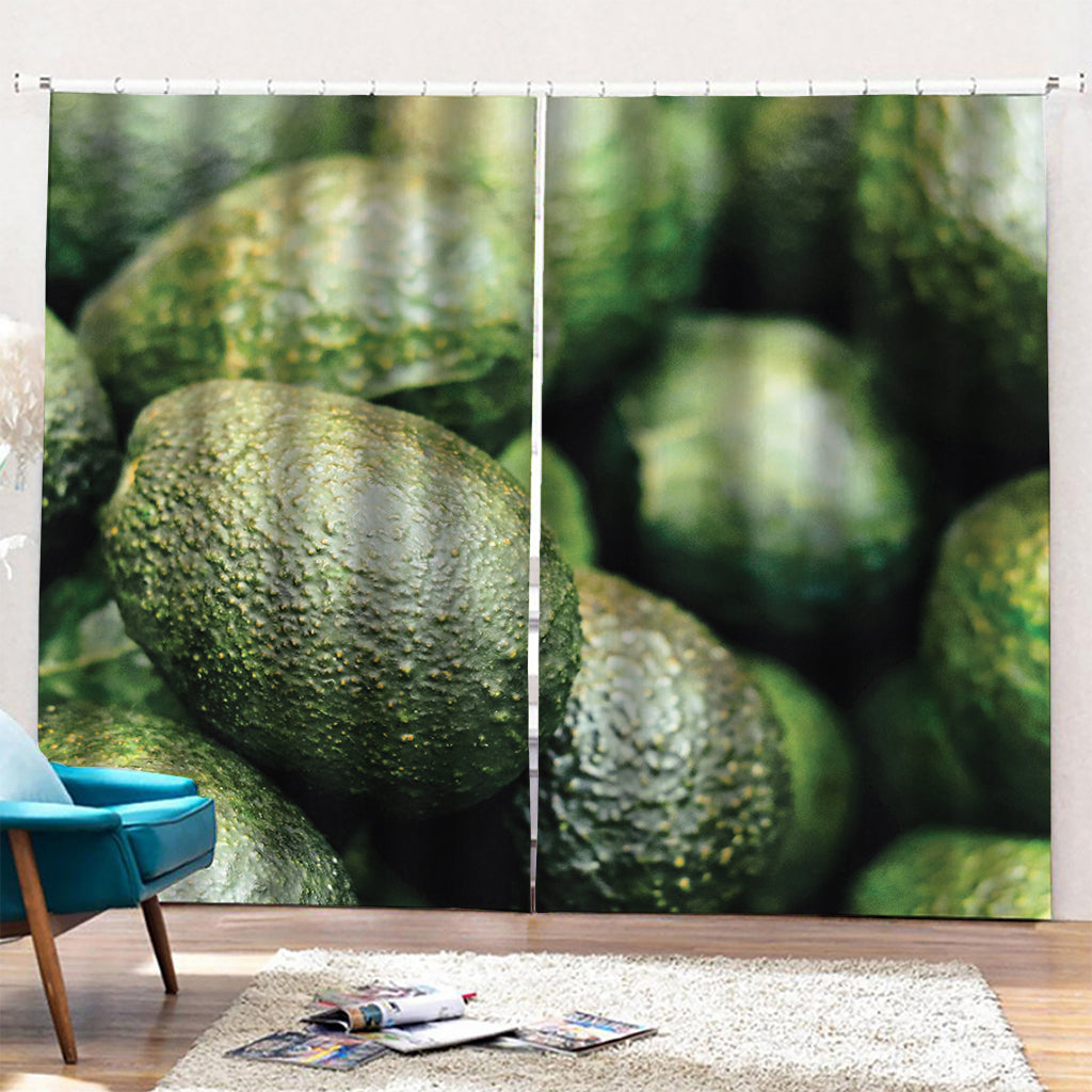 Green Avocado Print Pencil Pleat Curtains