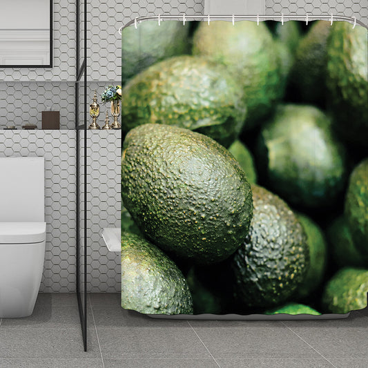 Green Avocado Print Polyester Shower Curtain