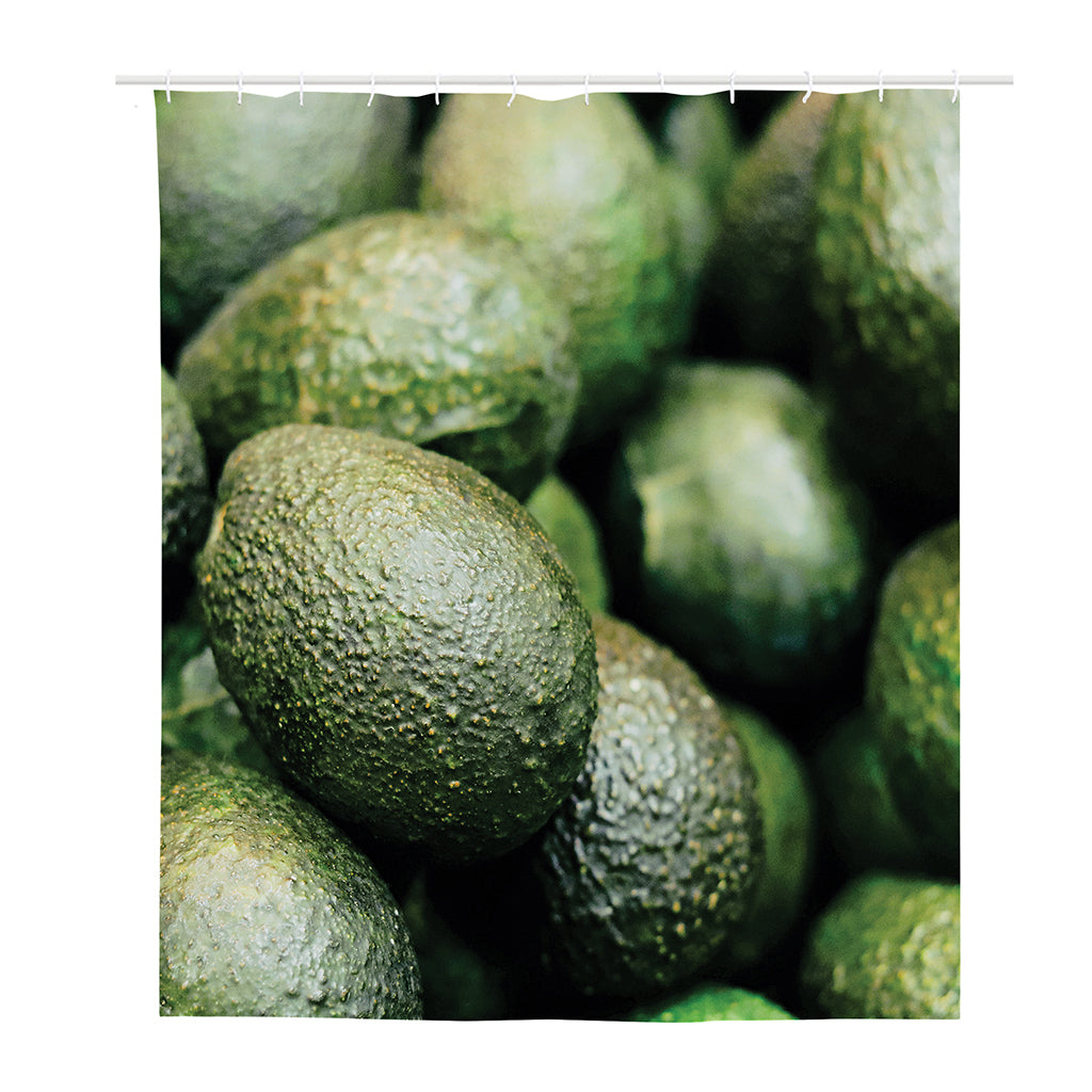 Green Avocado Print Polyester Shower Curtain