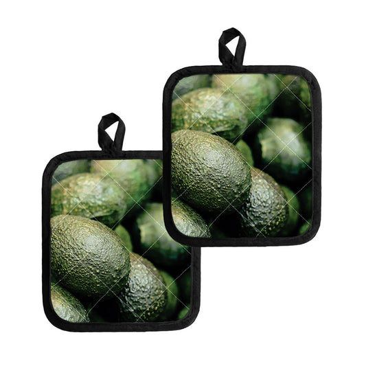 Green Avocado Print Pot Holders