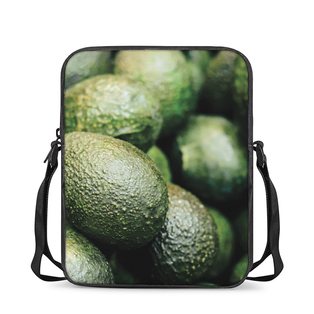 Green Avocado Print Rectangular Crossbody Bag