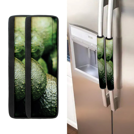 Green Avocado Print Refrigerator Handle Covers