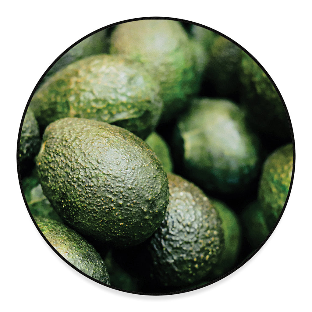 Green Avocado Print Round Floor Mat
