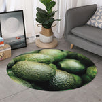 Green Avocado Print Round Rug